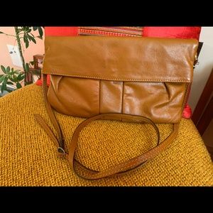 Tan leather clutch/envelope purse
